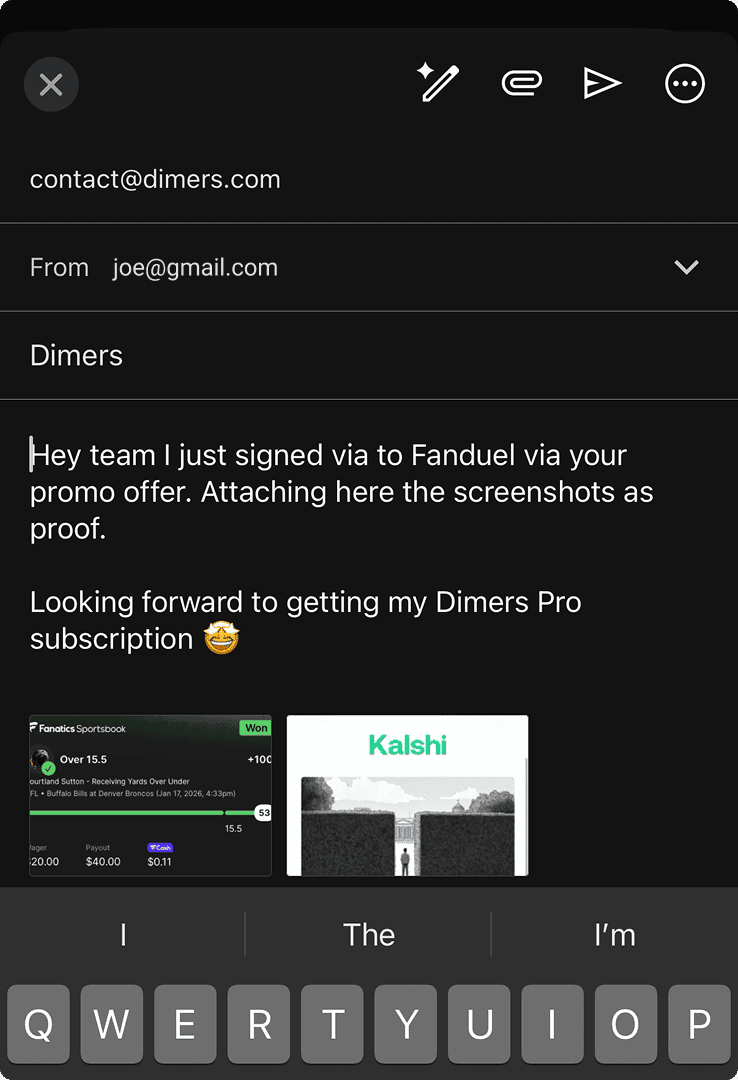 Email confirmation screenshot